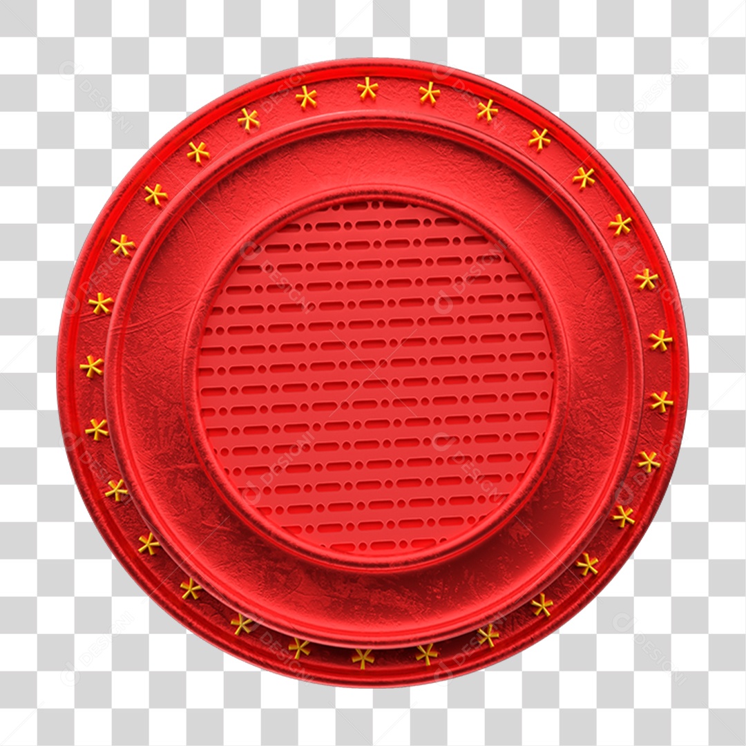 Elemento 3D Placa Redonda Vermelha PNG Transparente