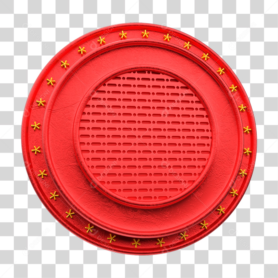 Elemento 3D Placa Redonda Vermelha PNG Transparente