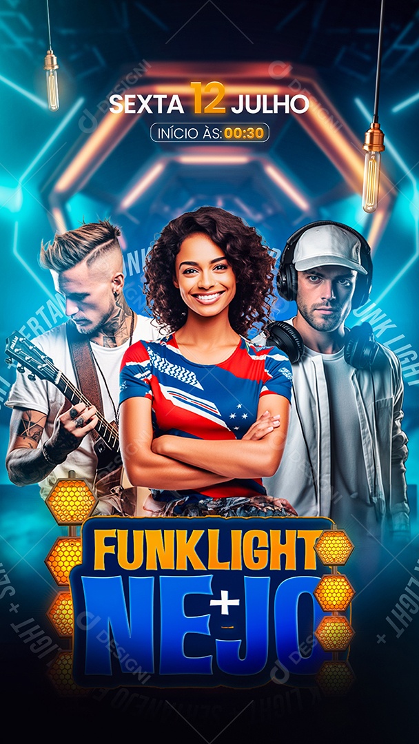 Flyer Story Funklight mais Nejo Artistas Social Media PSD Editável
