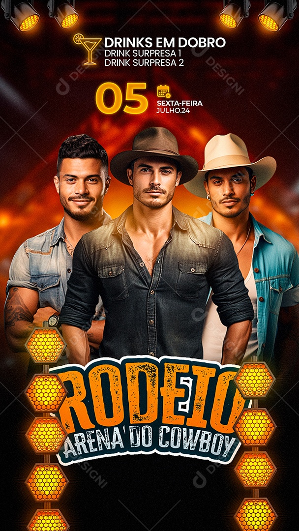 Flyer Story Rodeio Arena do Cowboy Social Media PSD Editável