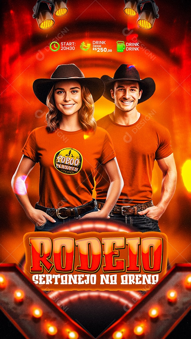 Flyer Stoty Rodeio Sertanejo na Arena Artistas Social Media PSD Editável