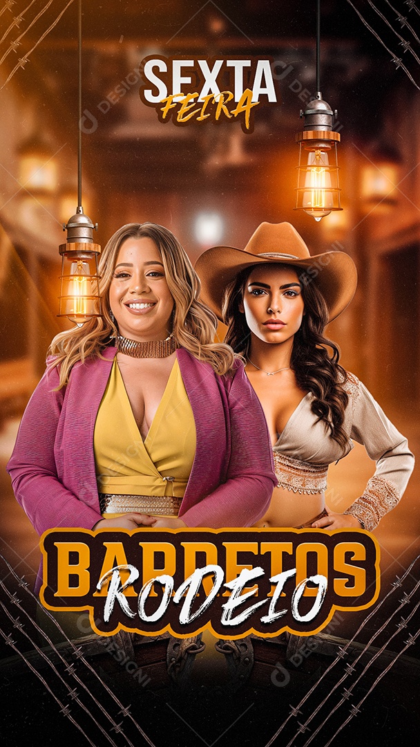 Flyer Story Barretos Rodeio Artistas Social Media PSD Editável