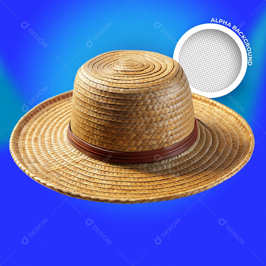 Chápeu de Palha Elemento 3D Para Composição PSD