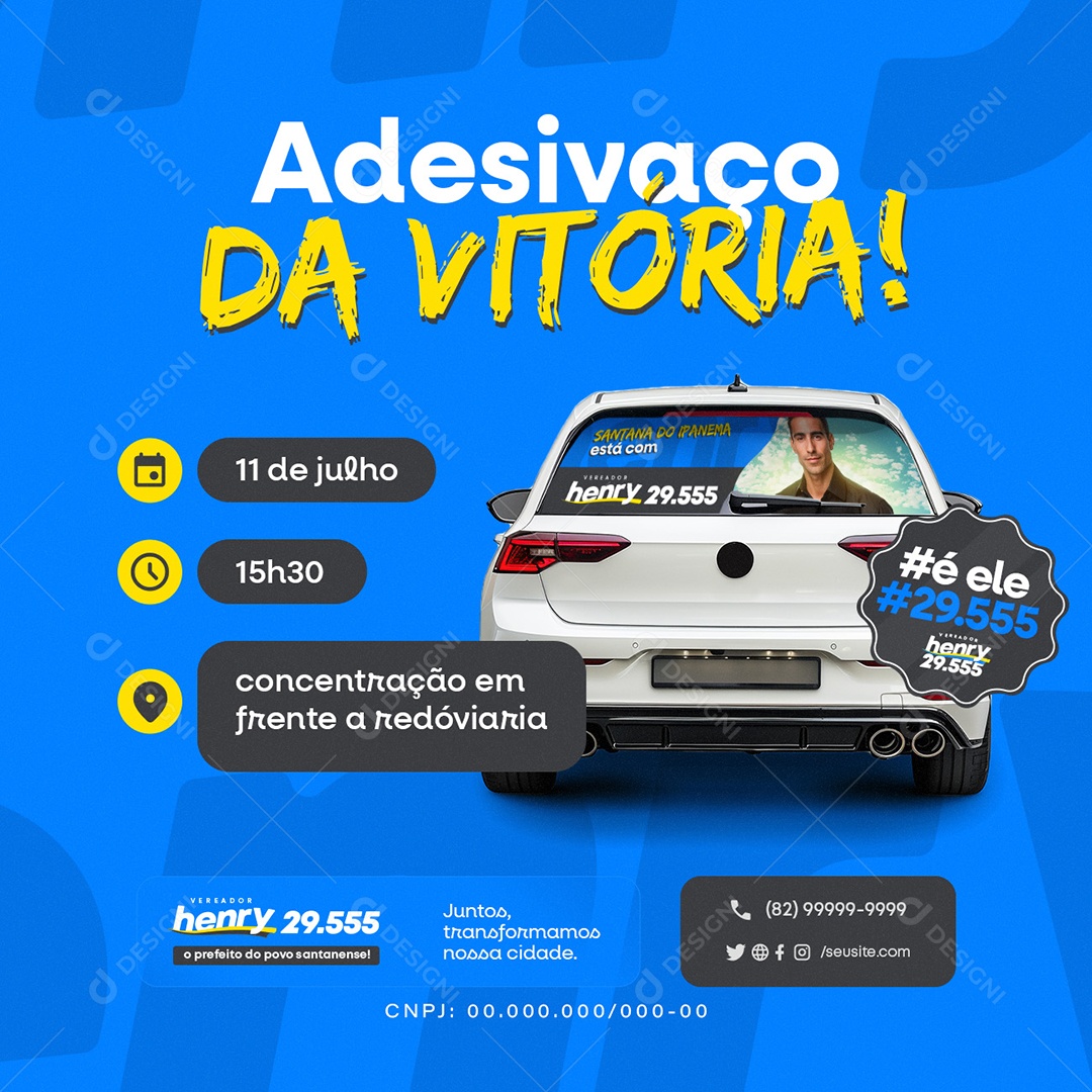 Política Adesivaço da Vitória Social Media PSD Editável