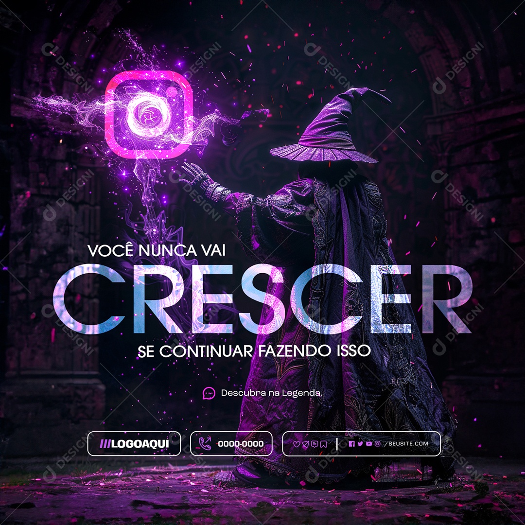 Marketing Digital Você Nunca vai Crescer se Continuar Fazendo Isso Social Media PSD Editável