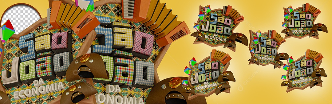 Selos 3D São João da Economia Para Composição PSD