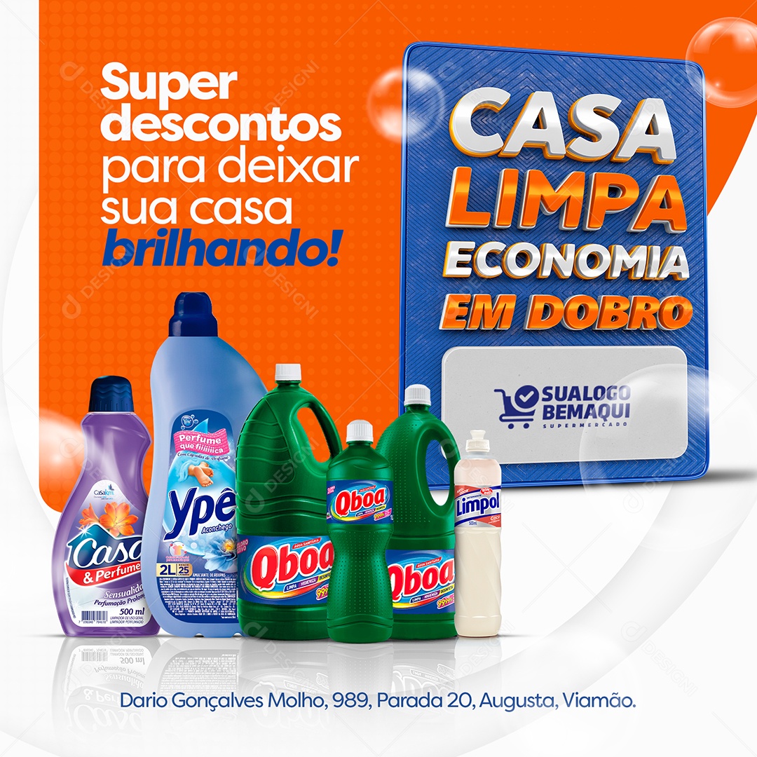 Social Media Casa Limpa Economia Em Dobro PSD Editável