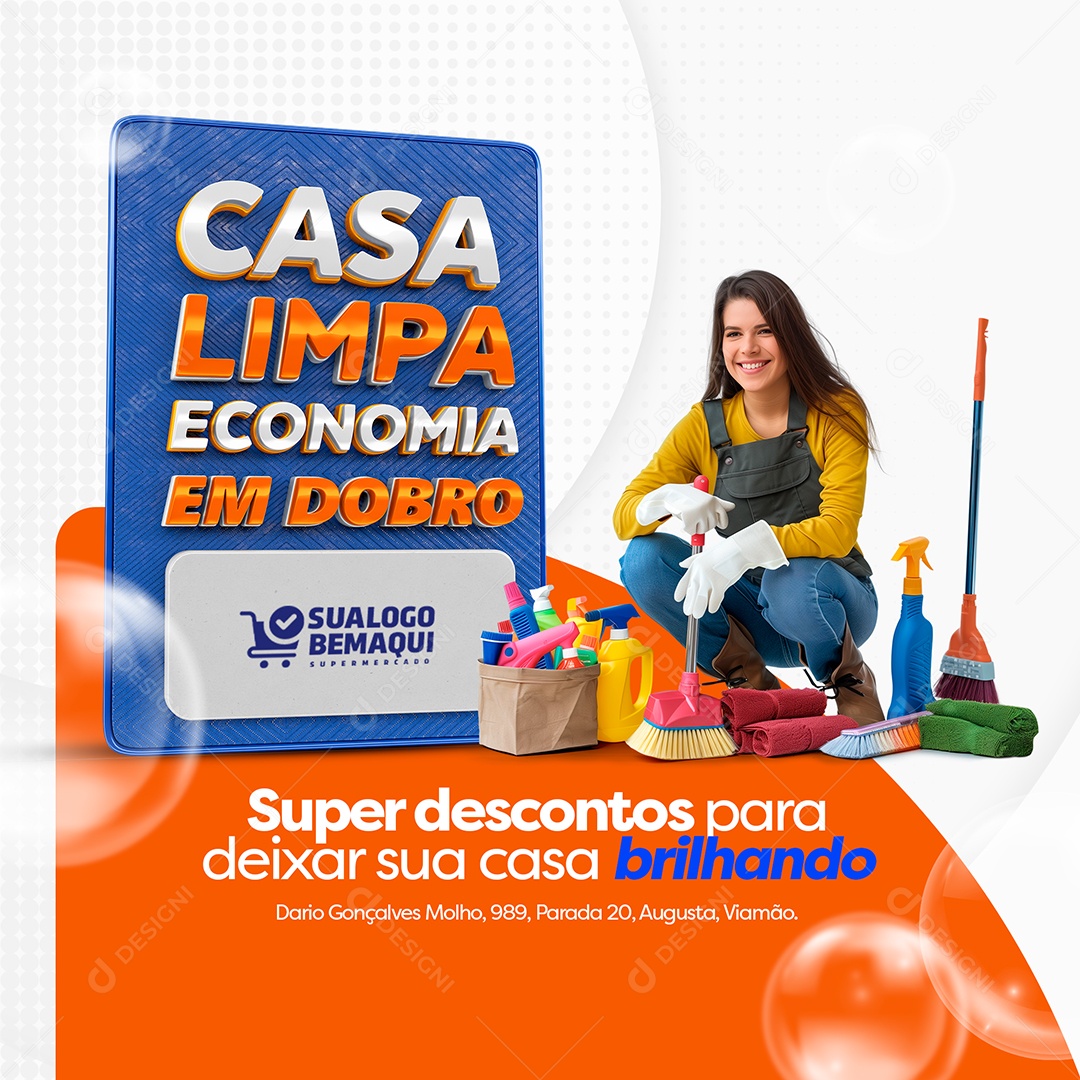 Social Media Casa Limpa Economia Em Dobro PSD Editável