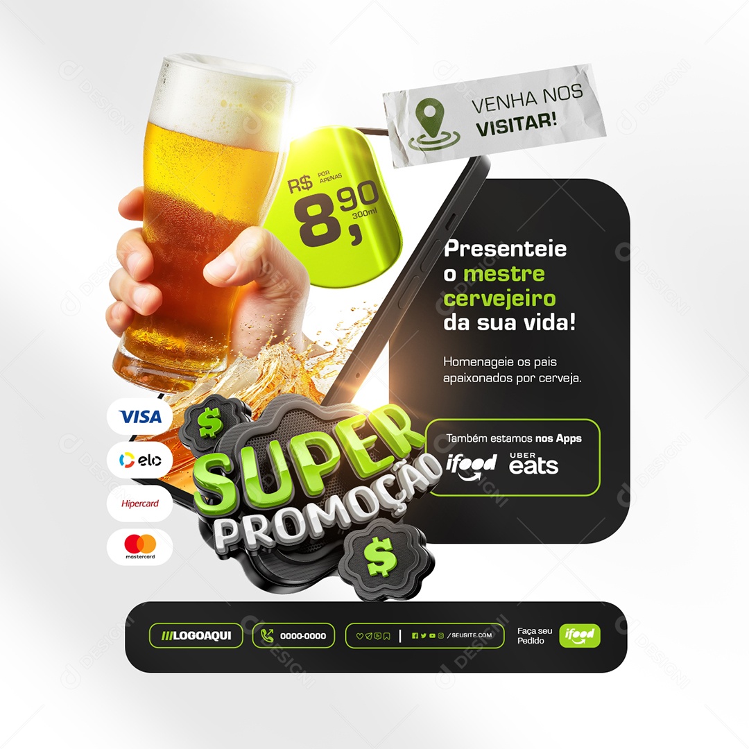 Super Promoção Apaixonados por Cerveja Social Media PSD Editável
