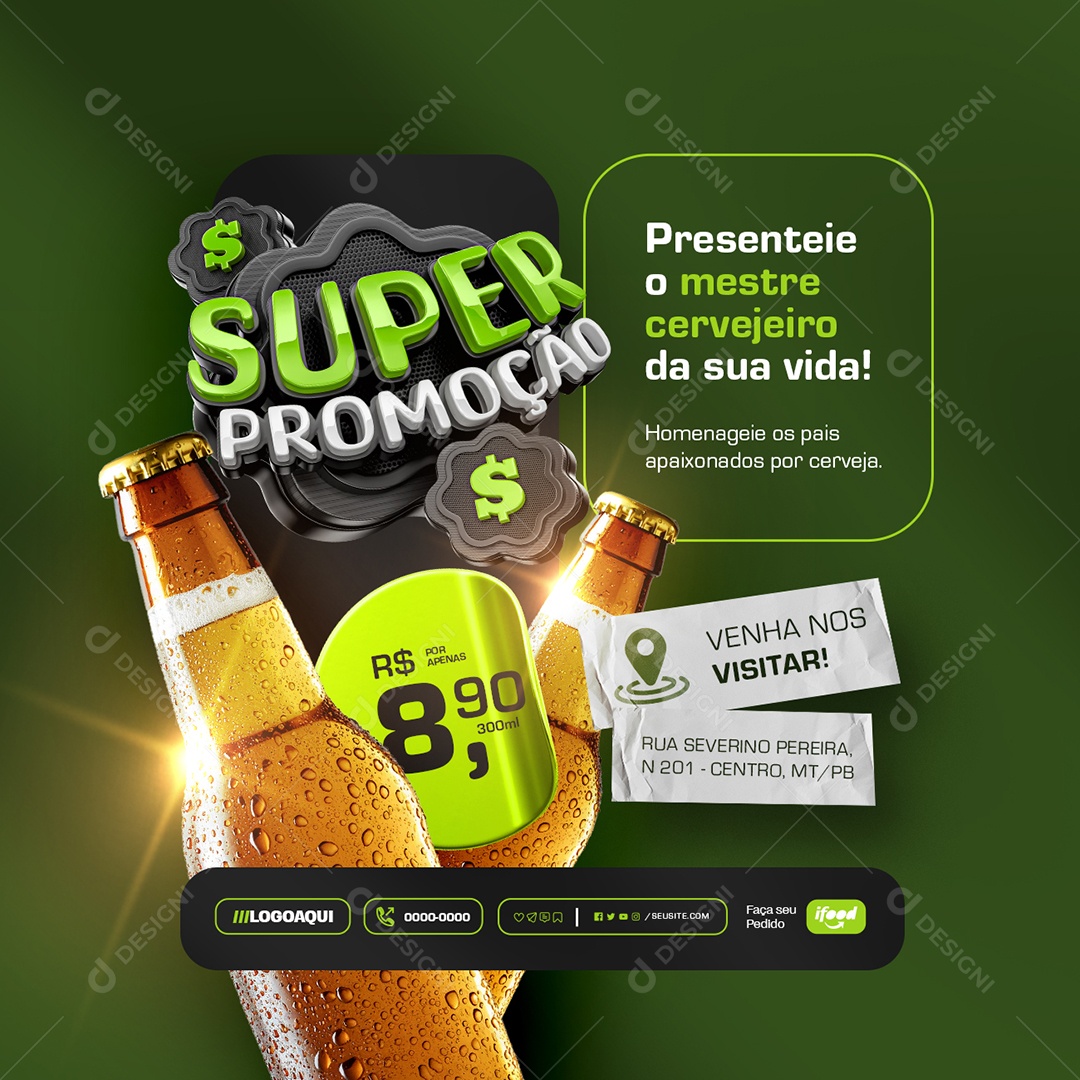 Super Promoção Presentei o Mestre Cervejeiro da sua Vida Social Media PSD Editável