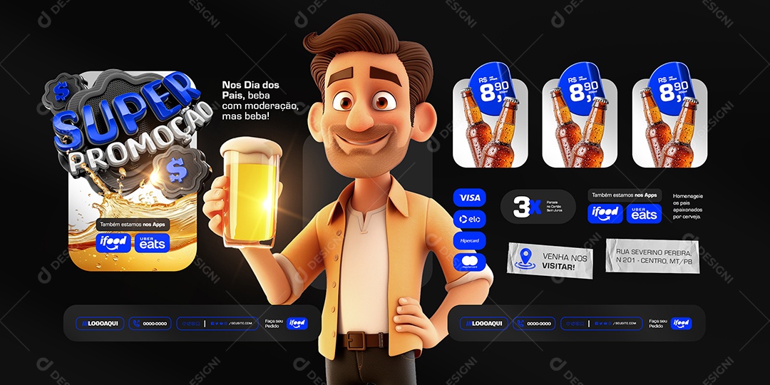 Banner Super Promoção Beba com Moderação Social Media PSD Editável