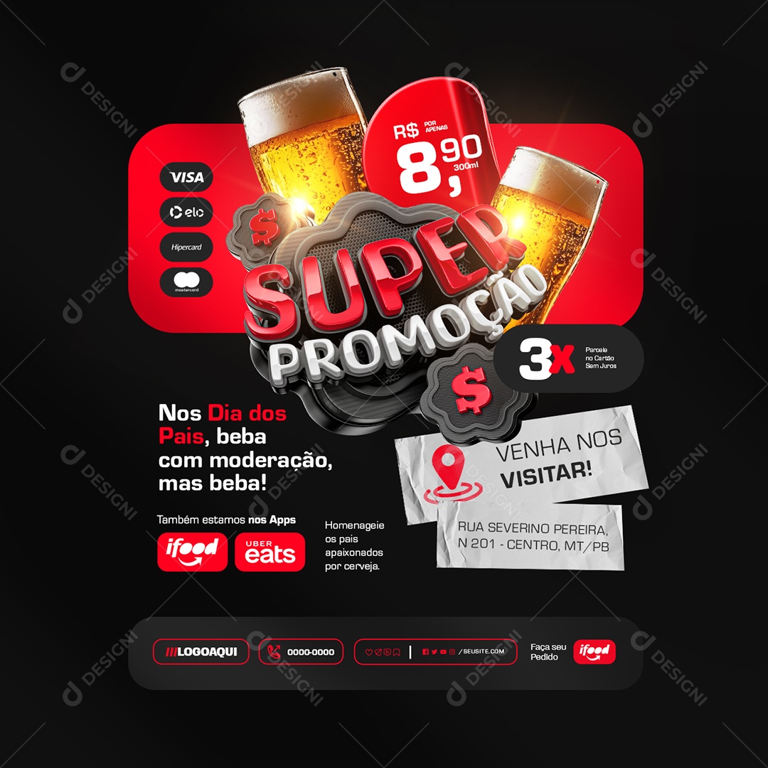 Super Promoção Venha nos Visitar Social Media PSD Editável