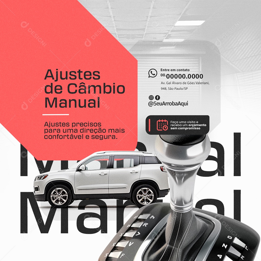 Ajuste de Câmbio Manual Social Media PSD Editável