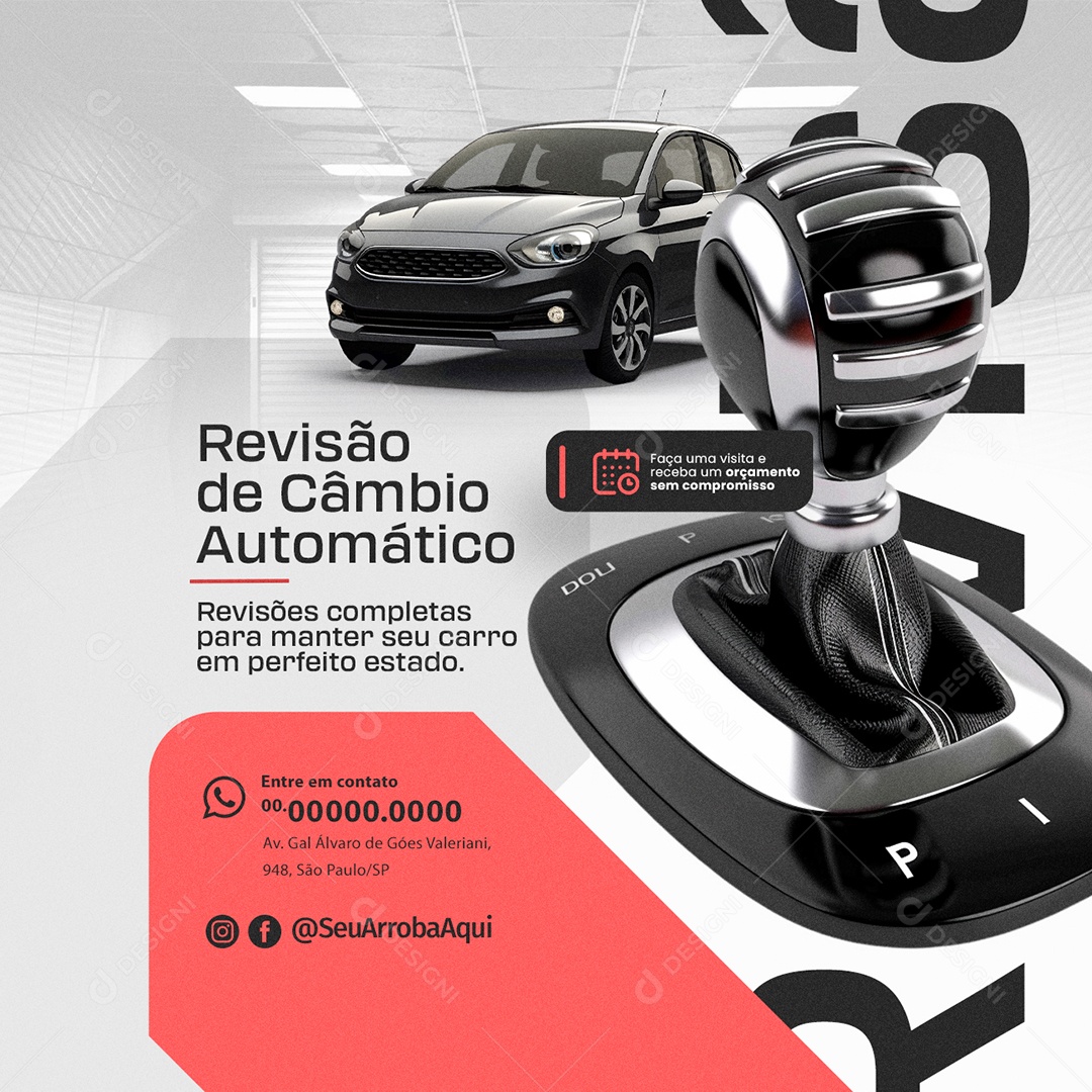 Revisão de Câmbio Automático Social Media PSD Editável