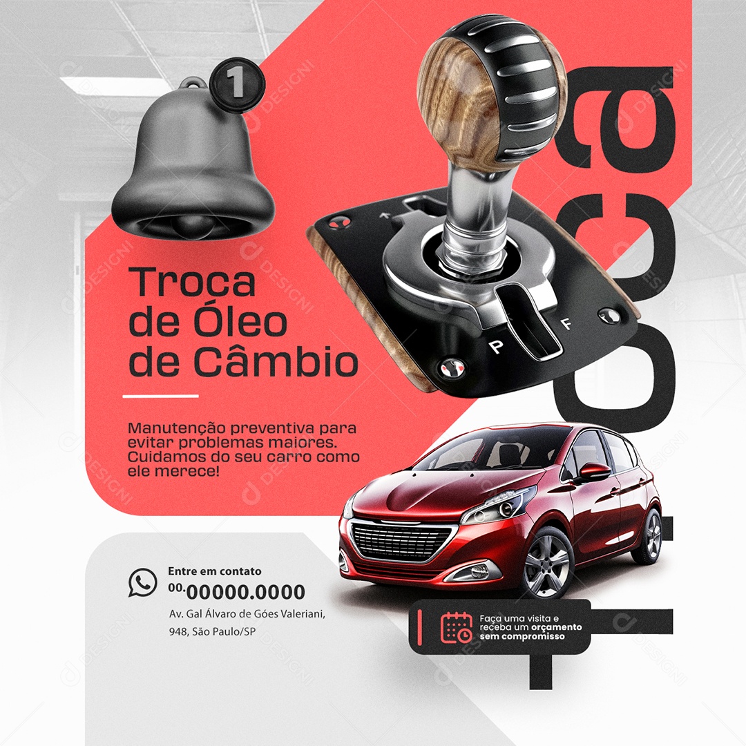 Troca de Óleo de Câmbio Social Media PSD Editável