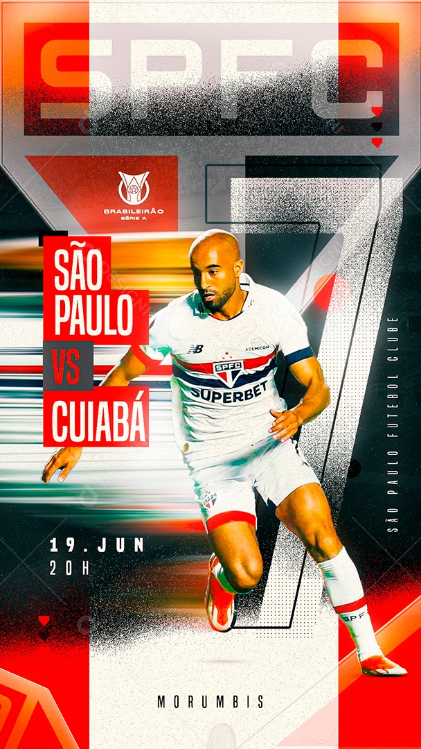 São Paulo x Cuiabá Flyer Esportivo Social Media PSD Editável