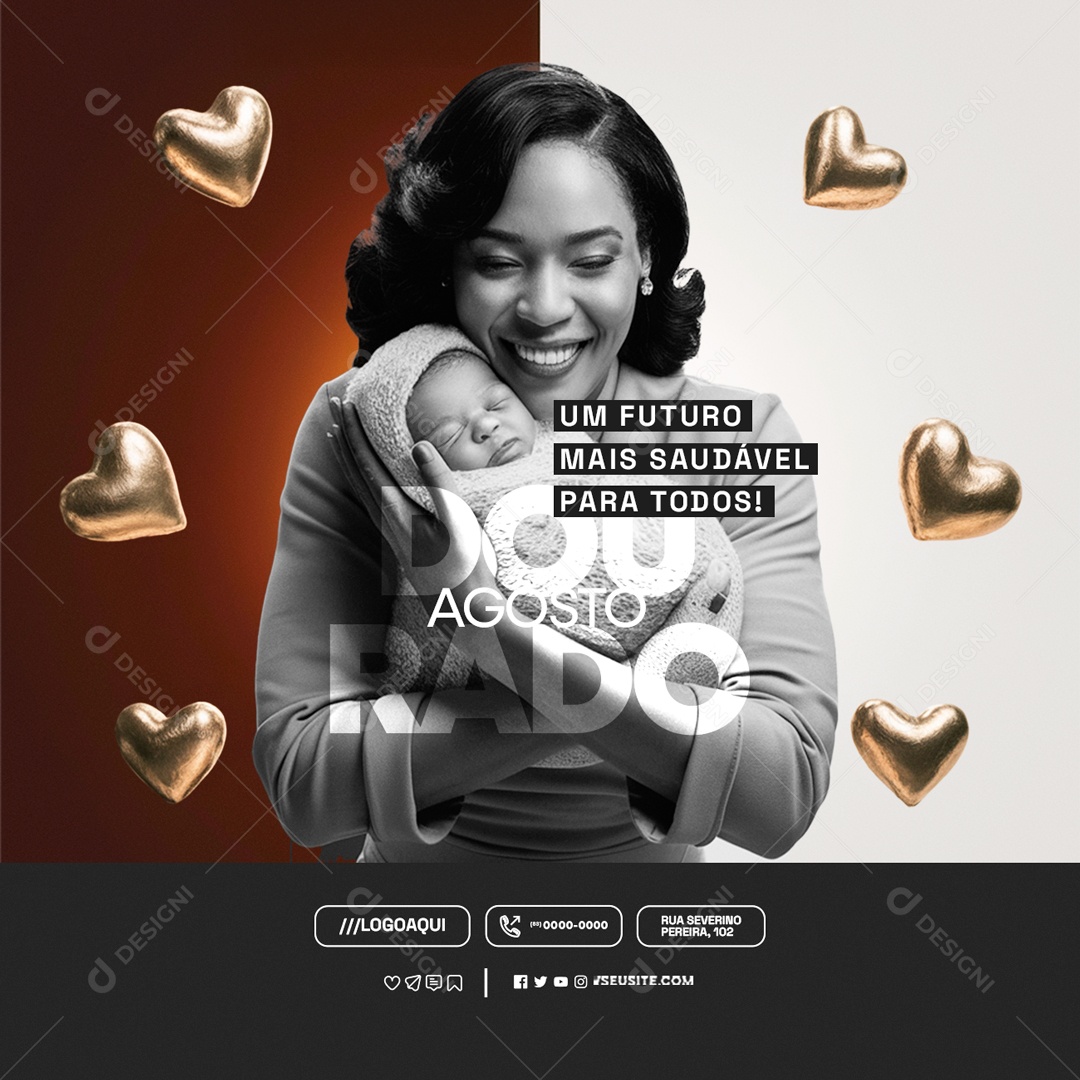 Agosto Dourado um Futuro mais Saudável para todos Social Media PSD Editável