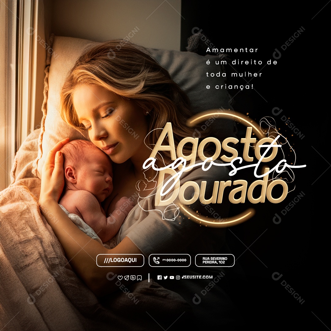 Agosto Dourado Social Media PSD Editável