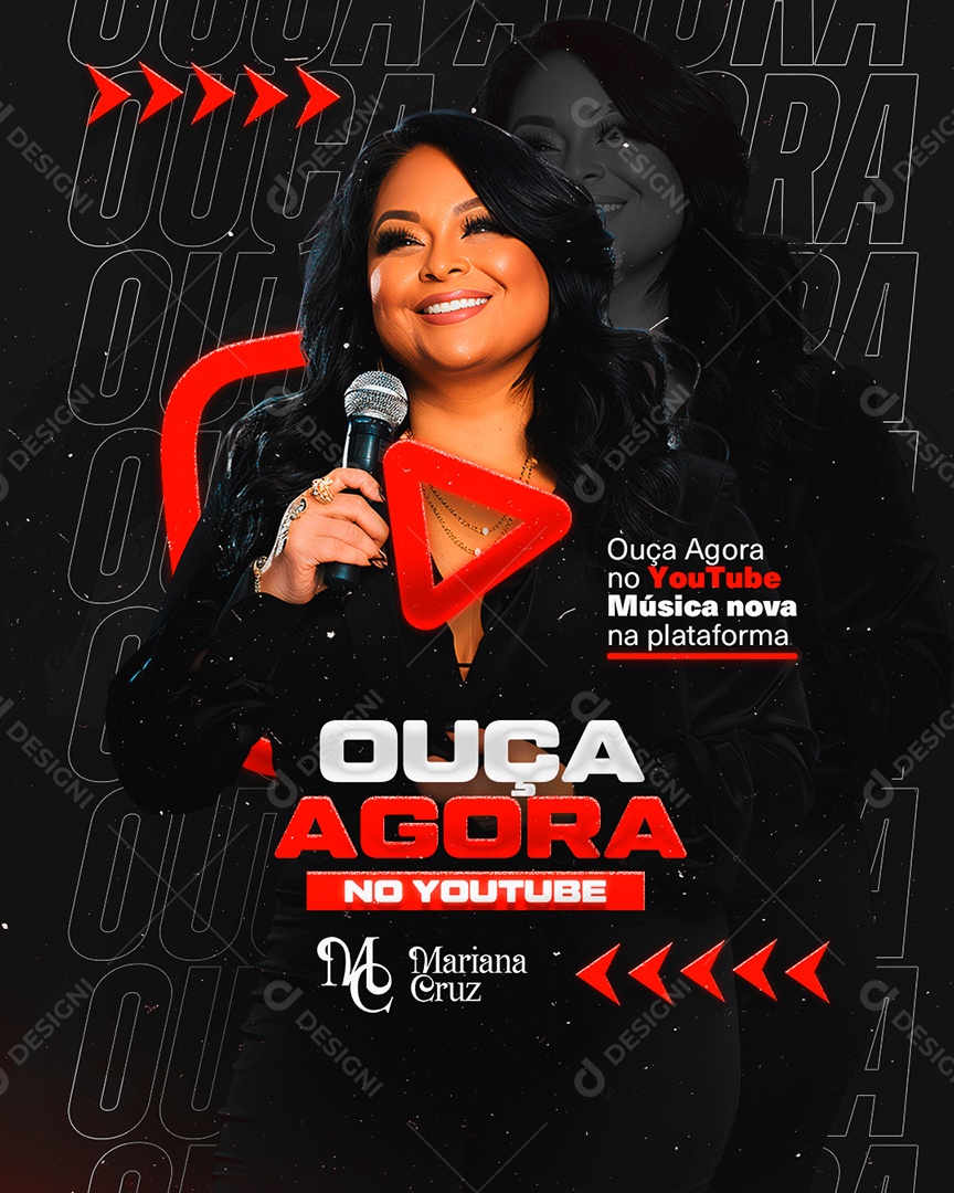 Flyer Ouça Agora Mariana Cruz Social Media PSD Editável