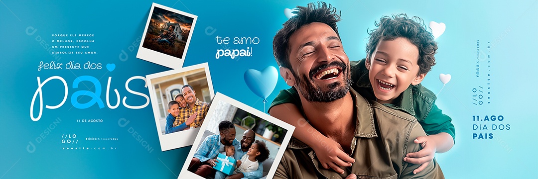 Carrossel Dia Dos Pais 11 de Agosto Te Amo Papai Social Media PSD Editável