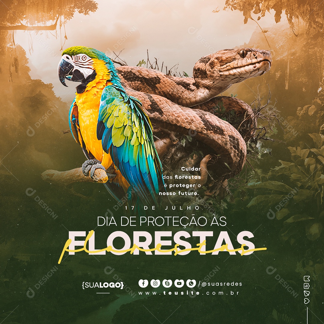 Dia da Proteção Às Florestas 17 de Julho Social Media PSD Editável