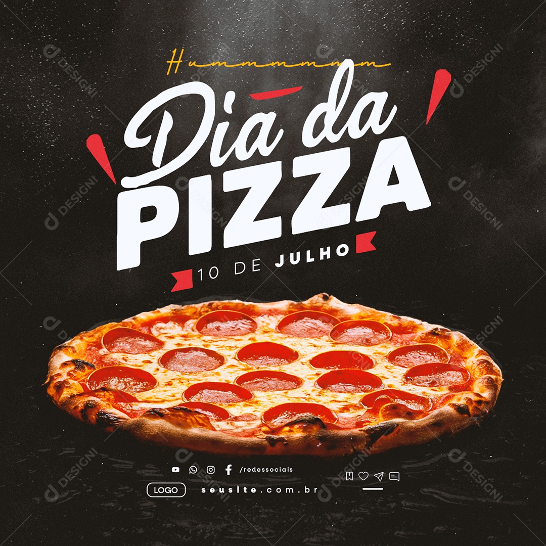 Social Media Dia da Pizza 10 de Julho PSD Editável