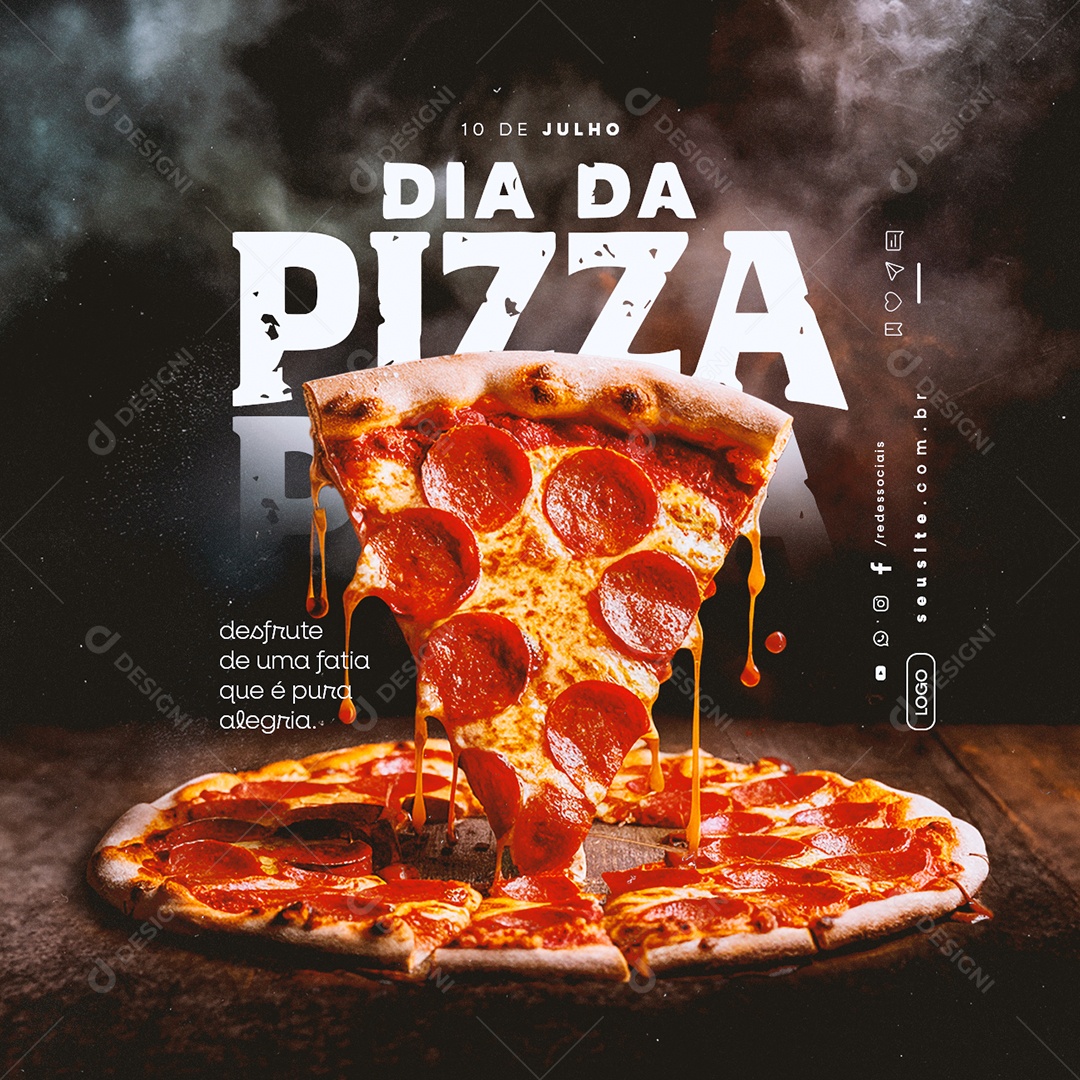 Dia da Pizza 10 de Julho Desfrute de uma Fatia Social Media PSD Editável