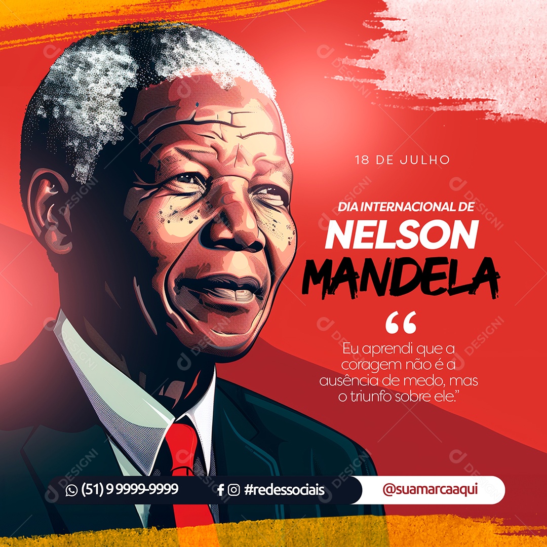 Social Media Dia Internacional de Nelson Mandela 18 de Julho PSD Editável