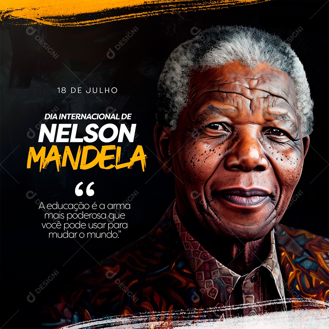 Dia Internacional de Nelson Mandela 18 de Julho Social Media PSD Editável