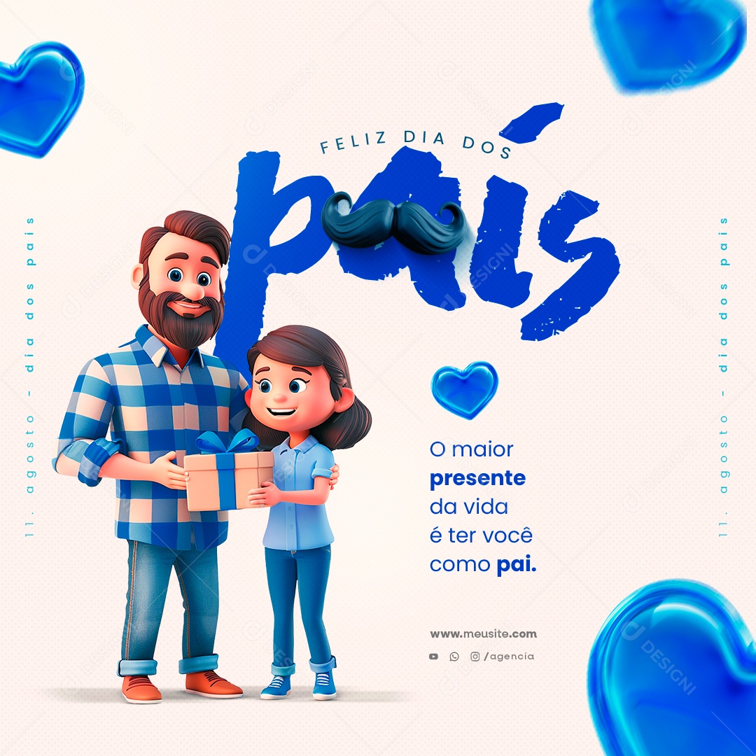 Social Media Feliz Dia dos Pais 11 de Agosto PSD Editável