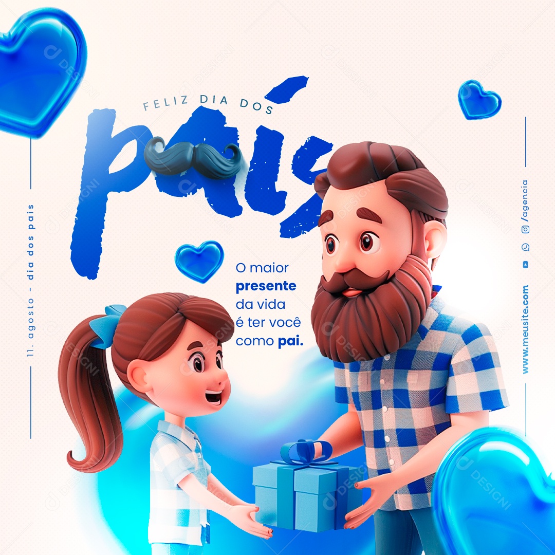 Feliz Dia dos Pais 11 de Agosto Social Media PSD Editável