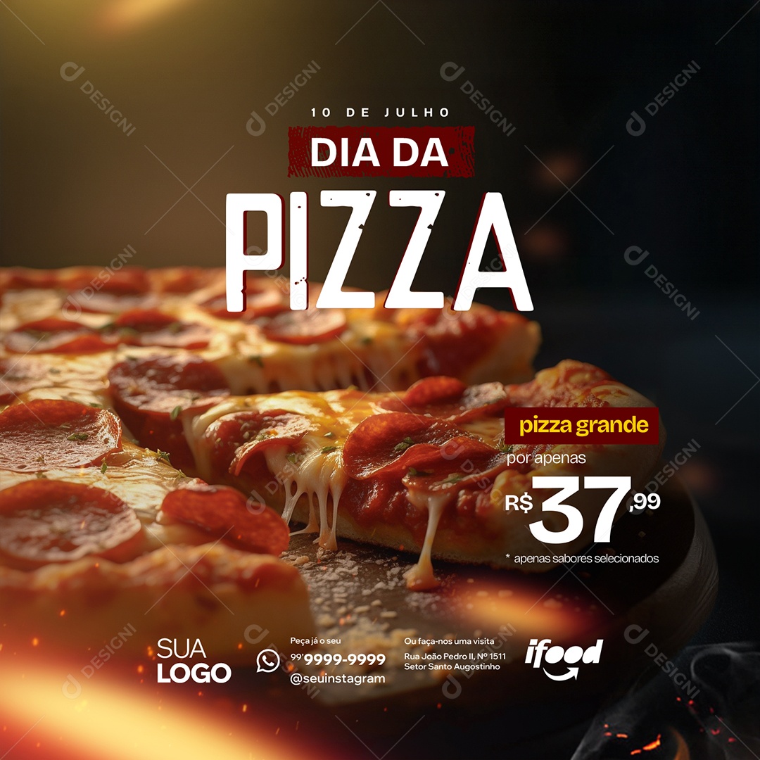 Social Media Dia da Pizza 10 de Julho PSD Editável