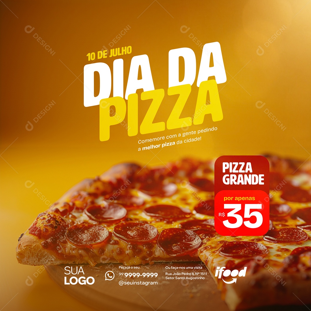 Dia da Pizza 10 de Julho Social Media PSD Editável