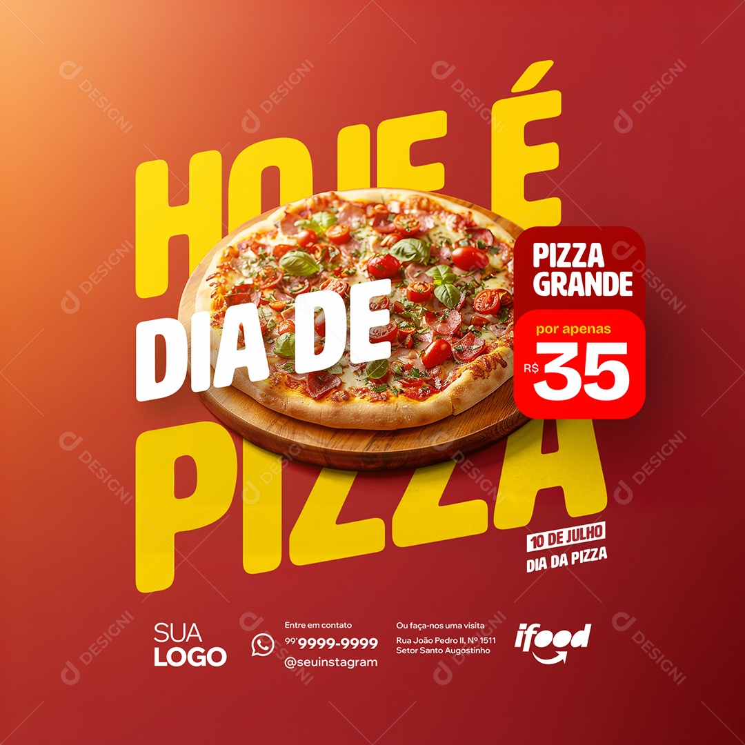 Pizza Day July 10th Pizza Grande Social Media PSD Editable
