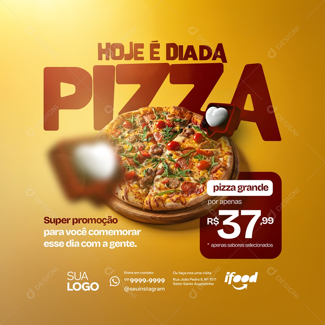 Dia da Pizza 10 de Julho Hoje é Dia Social Media PSD Editável