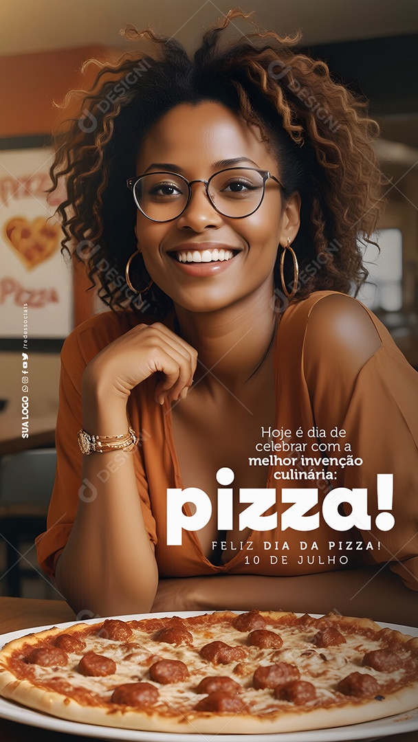 Story Feliz Dia da Pizza 10 de Julho Hoje é Dia de Celebrar Social Media PSD Editável