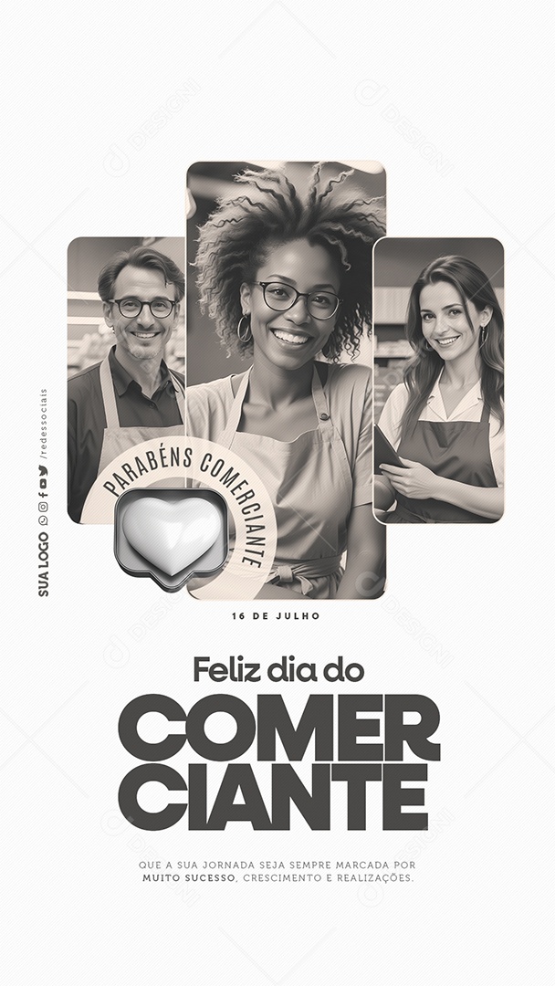 Story Feliz Dia do Comerciante 16 de Julho Social Media PSD Editável
