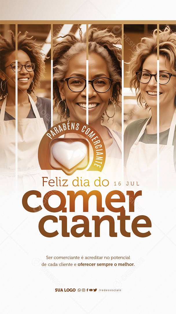Story Feliz Dia do Comerciante 16 de Julho Social Media PSD Editável