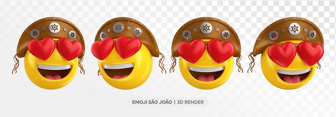 Emojis de São João Elementos 3D Para Composição PSD