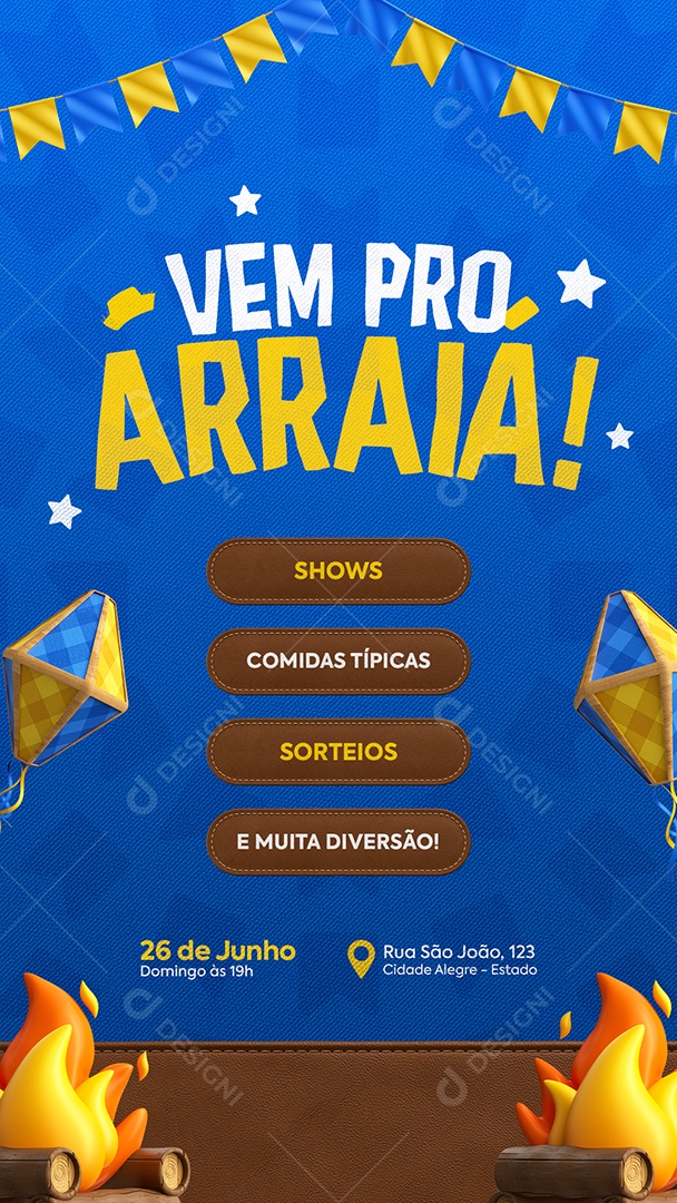 Post São João Vem Pro Arraiá PSD Editável
