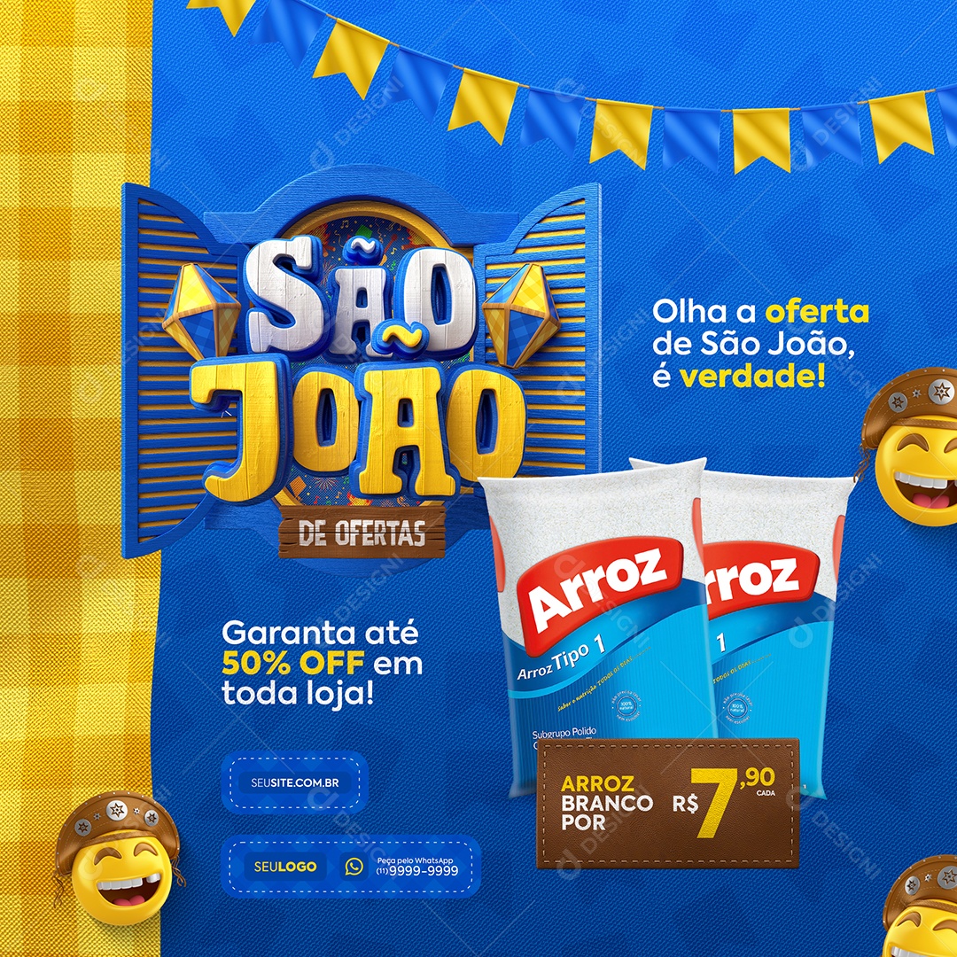 Post São João Vem Pro Arraiá PSD Editável