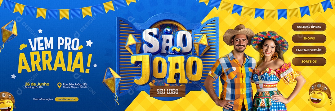 Post Banner Vem Pro Arraiá São João PSD Editável