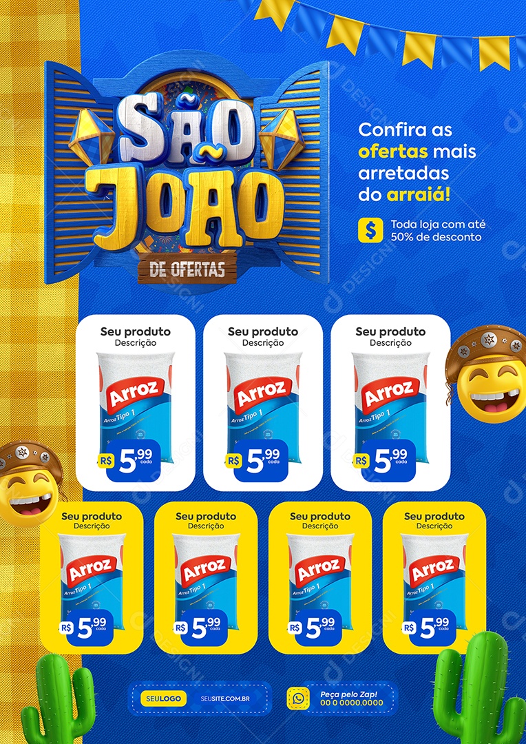 Post São João Encarte Vem Pro Arraiá PSD Editável