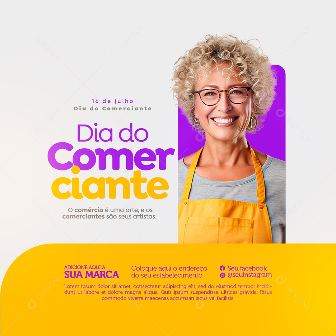 Social Media Dia do Comerciante 16 de Julho PSD Editável