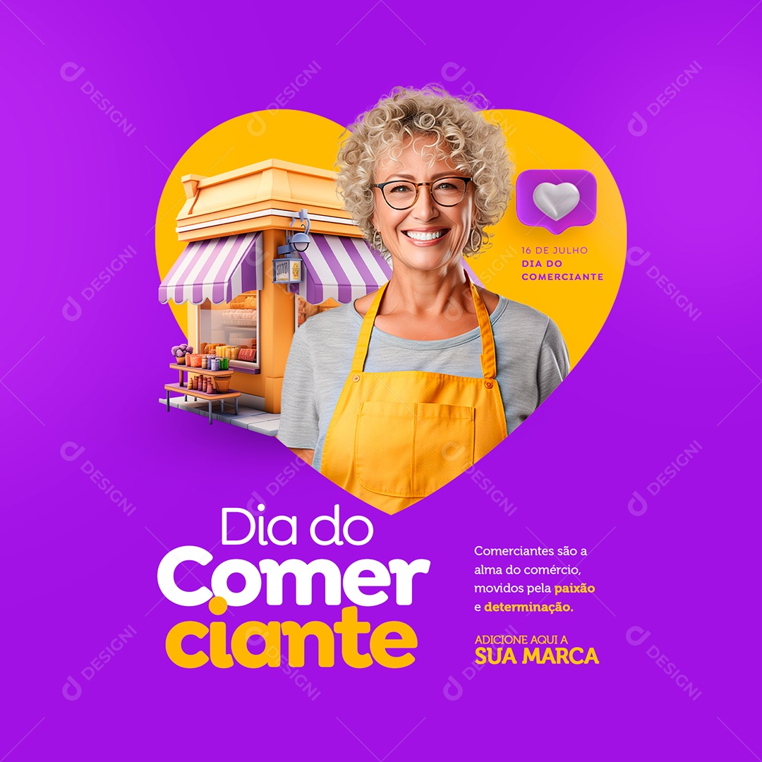 Dia do Comerciante 16 de Julho Social Media PSD Editável