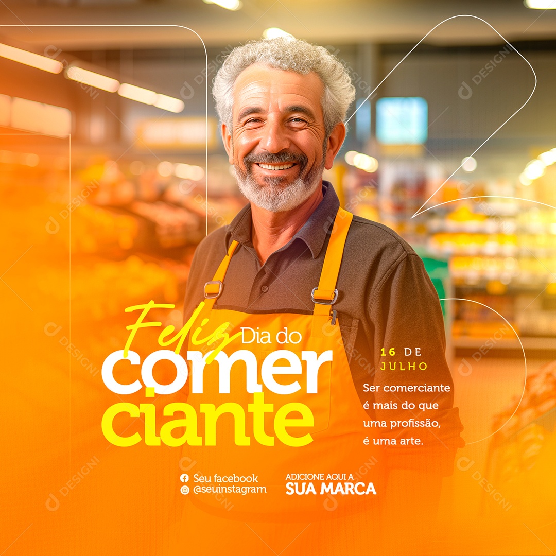 Feliz Dia do Comerciante 16 de Julho Social Media PSD Editável