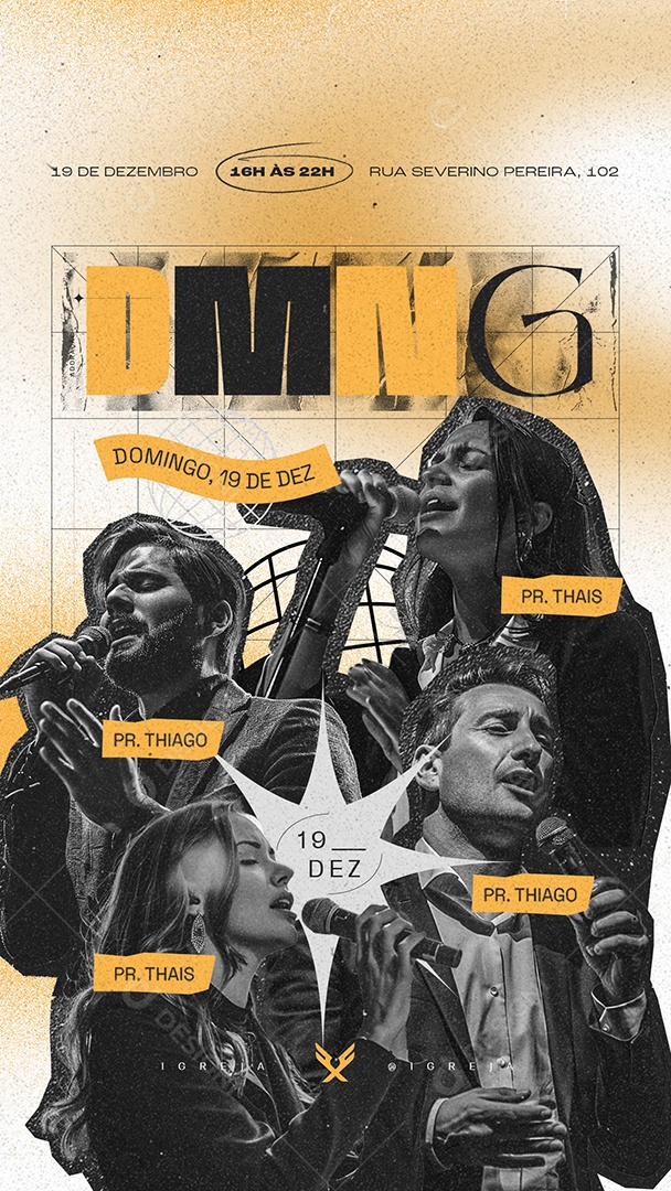 Story Domingo de Culto de Louvor Social Media PSD Editável