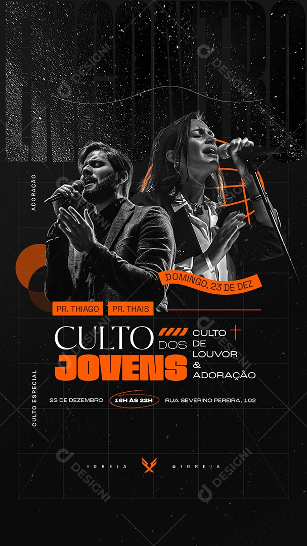 Story Culto dos Jovens Louvor e Adoração Social Media PSD Editável