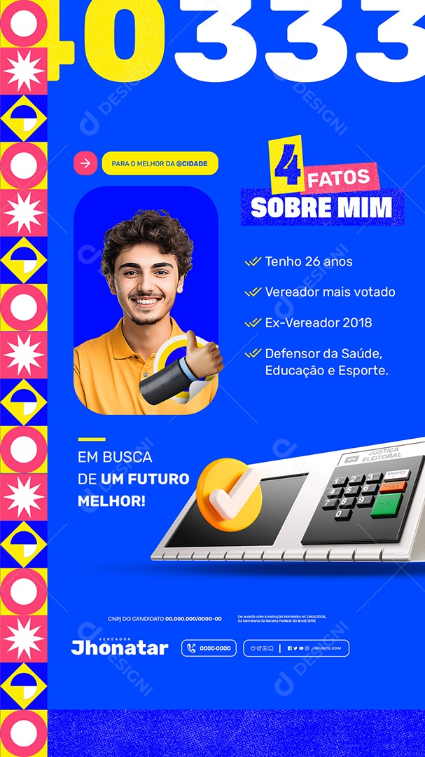 Story Política Para o Melhor da Cidade 4 Fatos Sobre Mim Social Media PSD Editável