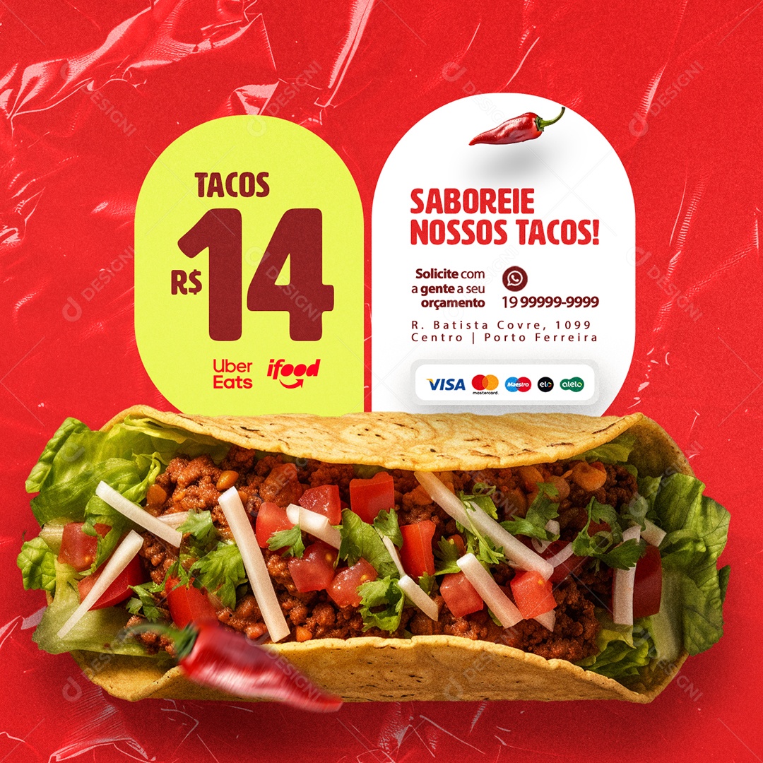 Saboreie nossos Tacos Social Media PSD Editável
